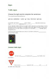 English worksheet: Traffic Exercises - Main Stop and Go Signs