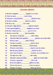 English Worksheet: Possessive Adjectives