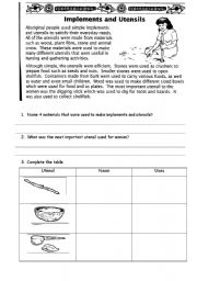 English Worksheet: Implements and Utensils