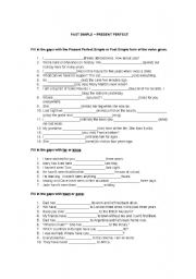 English Worksheet: PAST SIMPLE - PRESENT PERFECT