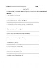 English worksheet: Sentence