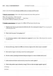 English worksheet: listening comprehension on Nintendo