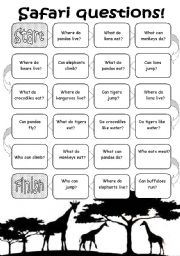 English Worksheet: Animals boardgame