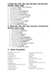 English Worksheet: Question words