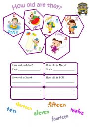 English Worksheet: How old are they?