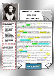 English Worksheet: Elizabeth Taylor: a legend dies