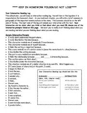 English Worksheet: Interactive Reading Log