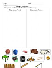 English Worksheet: materials: wood/rubber t-chart