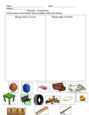 materials: wood/rubber t-chart