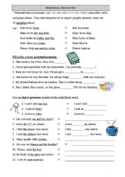 Personal Object Pronouns -Worksheet