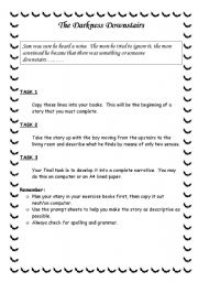English Worksheet: The Darkness Downstairs - Creative writing