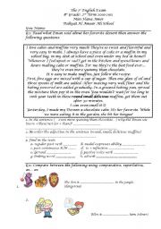 English Worksheet: 8th Grade Exam (Grammar)