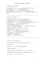 English Worksheet: Just, yet, already and still exercises