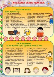 English Worksheet: Auxiliary verbs practice