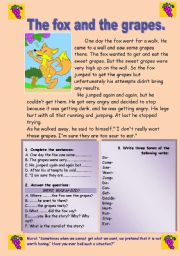 English Worksheet: Reading-comprehension. The fox and the grapes.