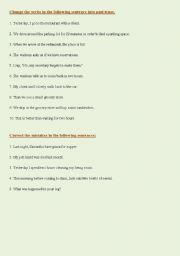 English Worksheet: Past Tense Corrections