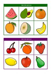 English Worksheet: Fruits Bingo (cards 7 & 8 of 10) Fully Editable