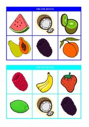 English Worksheet: Fruits Bingo (cards 9 & 10) Last set! Fully Editable
