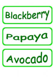 English Worksheet: Fruits word-cards