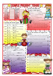 English Worksheet: SIMPLE PRESENT TENSE / Positive-Negative-Interrogative(2)(B&W ADDED)