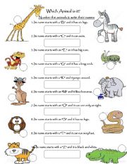 English Worksheet: animals