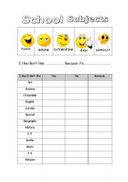 English Worksheet: School subjects