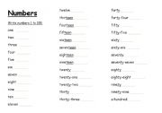 English worksheet: Numbers