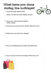 English worksheet: What have you done during the school holidays?