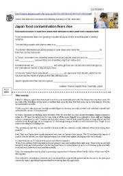 English Worksheet: Listening activity about Japans current  food scare 