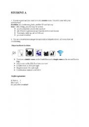 English Worksheet: Booking a hotel room