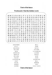 PARTS OF THE HOUSE: WORDSEARCH