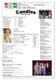 English Worksheet: Song: Candles by Hey Monday