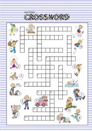 English Worksheet: ACTIONS crossword