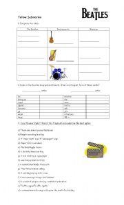 English Worksheet: Film Yellow Submarine by The Beatles