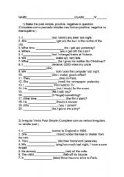 English Worksheet: simple past