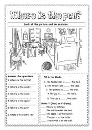 English Worksheet: Where is the pen?