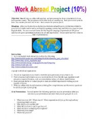 English Worksheet: Work Abroad Project