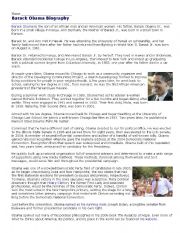 English Worksheet: Obama Biography