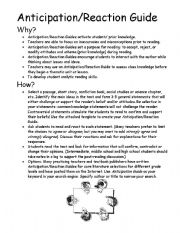 English Worksheet: social studies anticipation guide