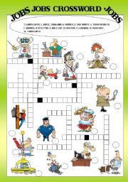 English Worksheet: JOBS CROSSWORD - KEY IN B&W