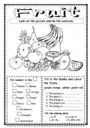 English Worksheet: Fruit