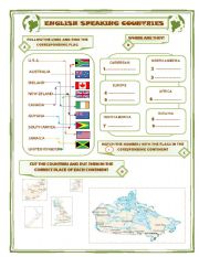 English Worksheet: ENGLISH SPEAKING COUNTRIES 1/2