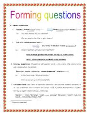 Forming questions (detailed worksheet)