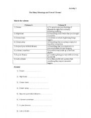 English Worksheet: Dreams