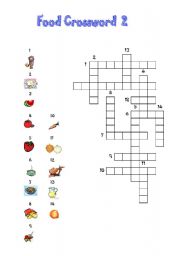 English Worksheet: Food crossword 2