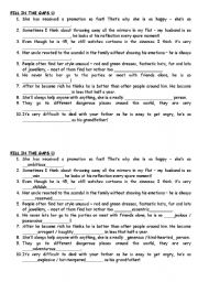 English Worksheet: Personality gap-filling