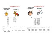 English Worksheet: long and short  U and O