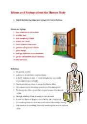 English Worksheet: Idioms and Sayings about the Human Body