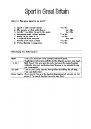English worksheet: quizz : are you sporty?