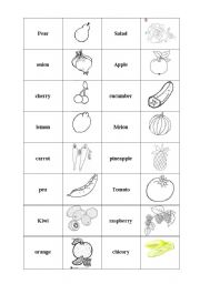 English worksheet: memory fruit and vegetables